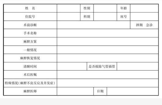 病历中手术后记录的书写内容及要求