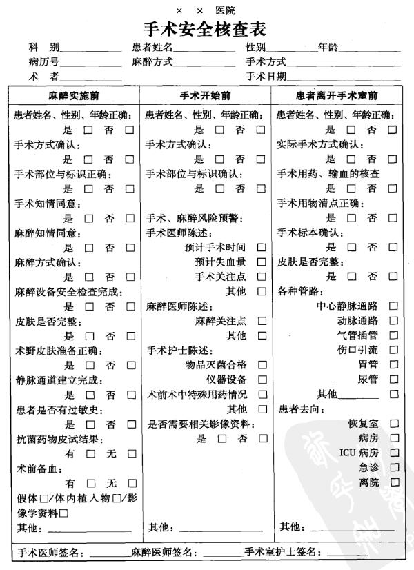 手术安全核查记录书写要求及格式-《最新病历书写基本规范解读》