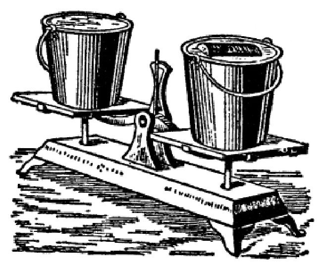 ,在天平的两个托盘上分别放着两只一模一样的桶,里面装满水,不同的是,其中的一只桶上漂着一个小木块,那么你知道天平会向哪一边倾斜吗?