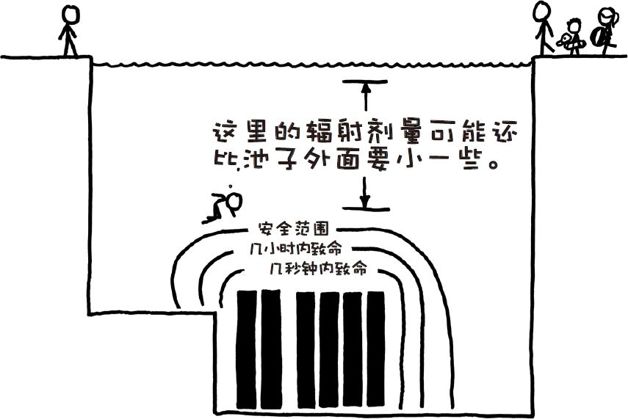 如果我在一个普通的乏燃料（用过的核燃料）水池里游泳会怎么样?